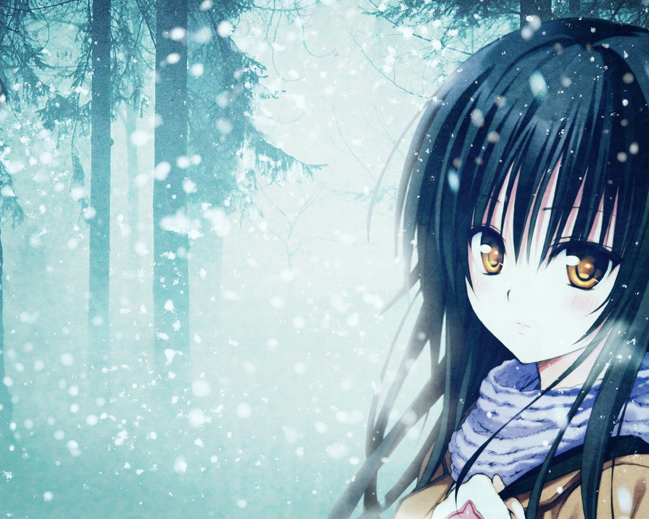 , girl, kotegawa yui, to love ru, , forest, snow