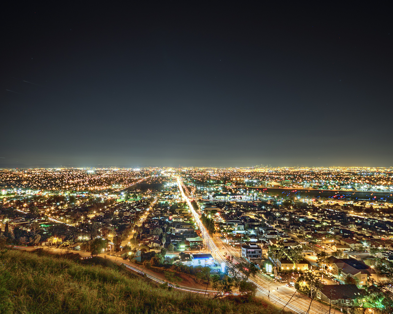 night, lights, The south bay, usa, los angeles, california, -, la