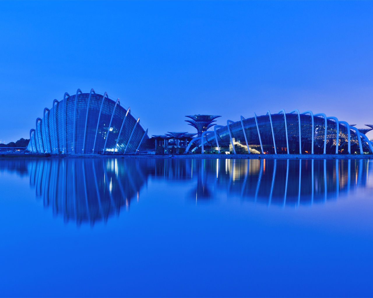 singapore, evening, reflection, gardens by the bay, malaysia