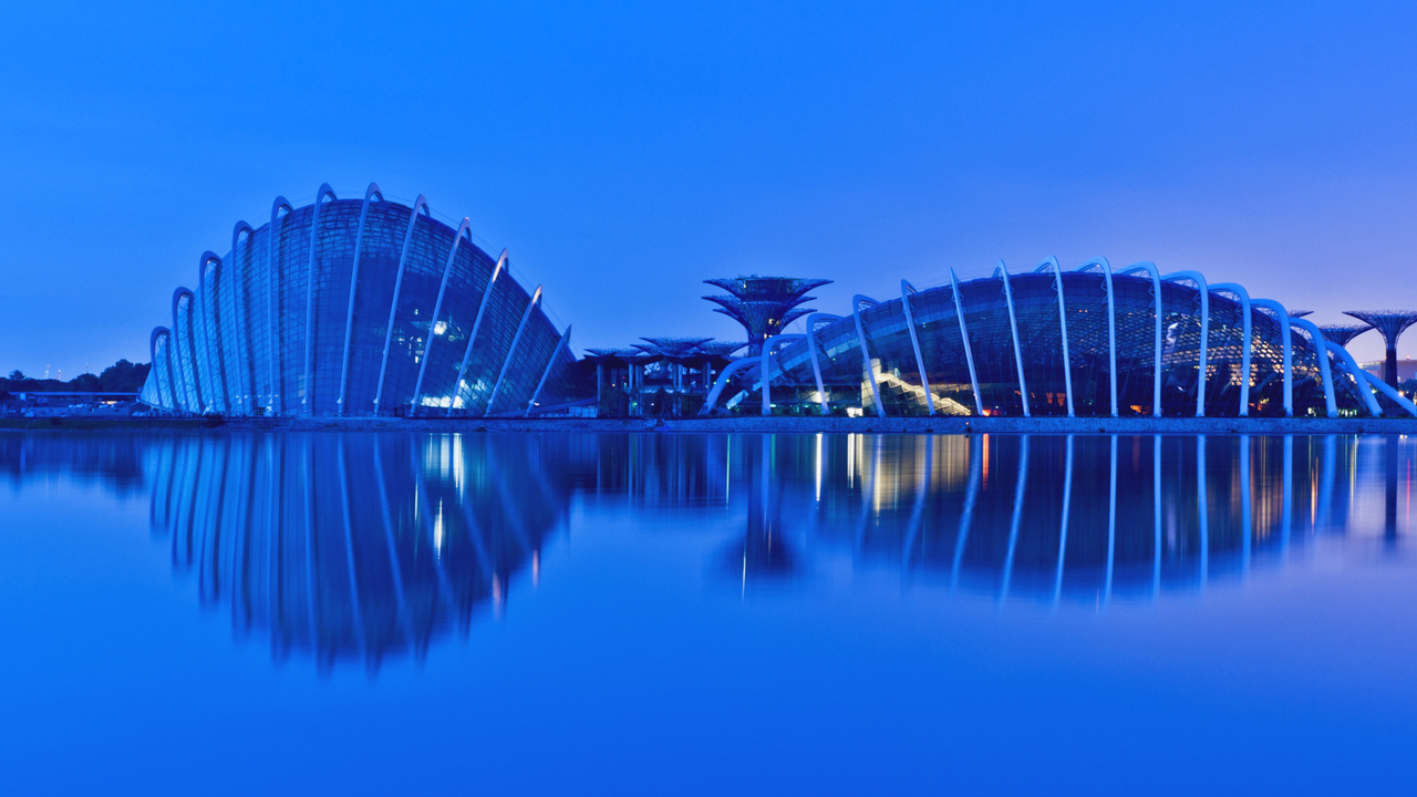 singapore, evening, reflection, gardens by the bay, malaysia