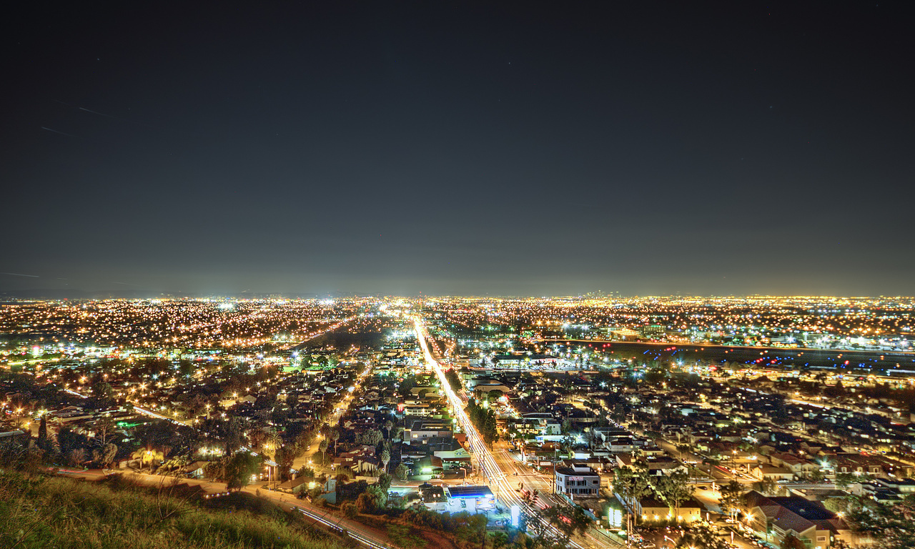 night, lights, The south bay, usa, los angeles, california, -, la