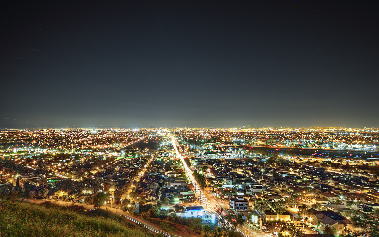 night, lights, The south bay, usa, los angeles, california, -, la