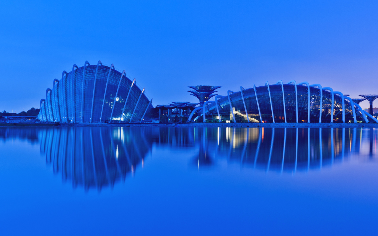 singapore, evening, reflection, gardens by the bay, malaysia