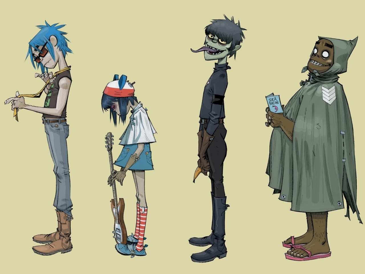 noodle, murdoc, , gorillaz, russel, plastic beach, 2d