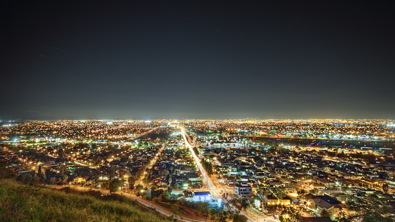 night, lights, The south bay, usa, los angeles, california, -, la