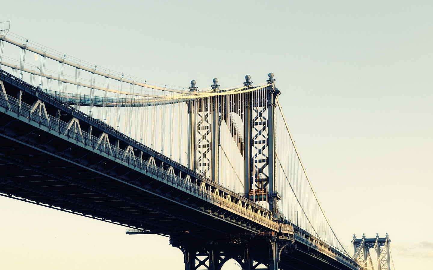 moonrise, new york city, usa, nyc, Manhattan bridge, -