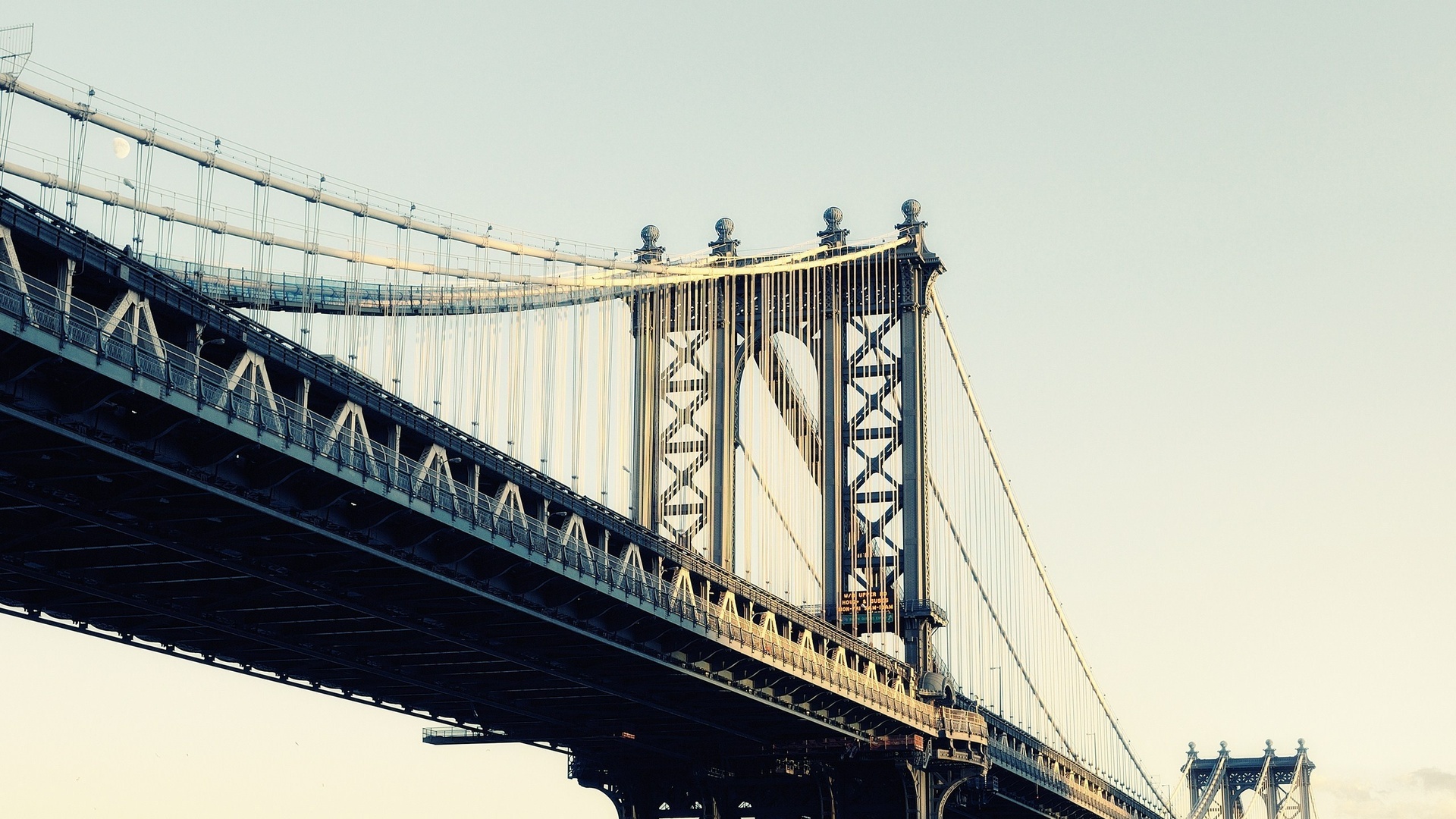 moonrise, new york city, usa, nyc, Manhattan bridge, -