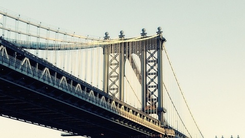 moonrise, new york city, usa, nyc, Manhattan bridge, -