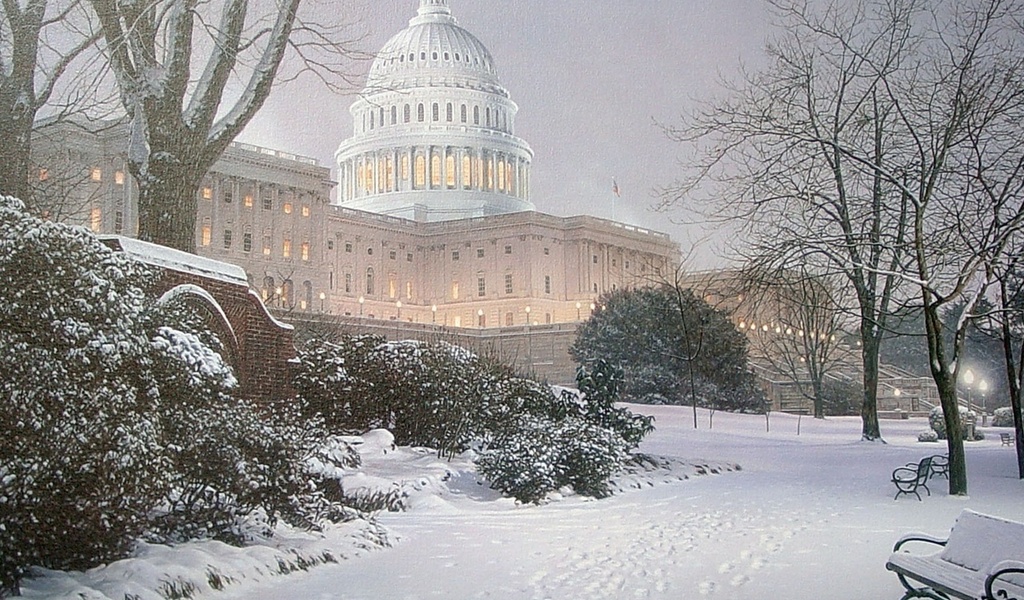 painting, park, Evening on the hill, meeting place, hill, evening, rod chase, united states capitol