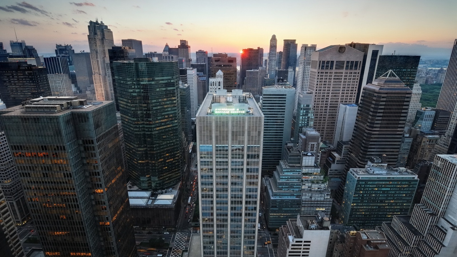 Sunset over, midtown manhattan, new york city, -, nyc, , usa