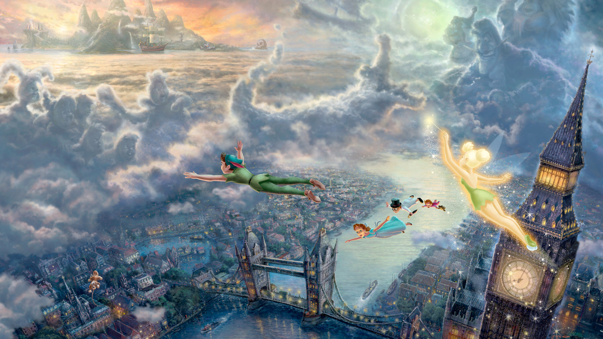 tinkerbell and peter pan fly to neverland, the disney dreams collection, Thomas kinkade