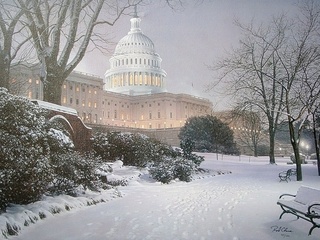 painting, park, Evening on the hill, meeting place, hill, evening, rod chase, united states capitol