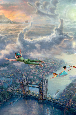 tinkerbell and peter pan fly to neverland, the disney dreams collection, Thomas kinkade