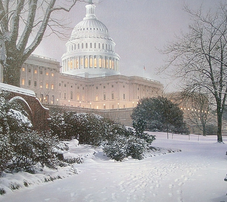 painting, park, Evening on the hill, meeting place, hill, evening, rod chase, united states capitol