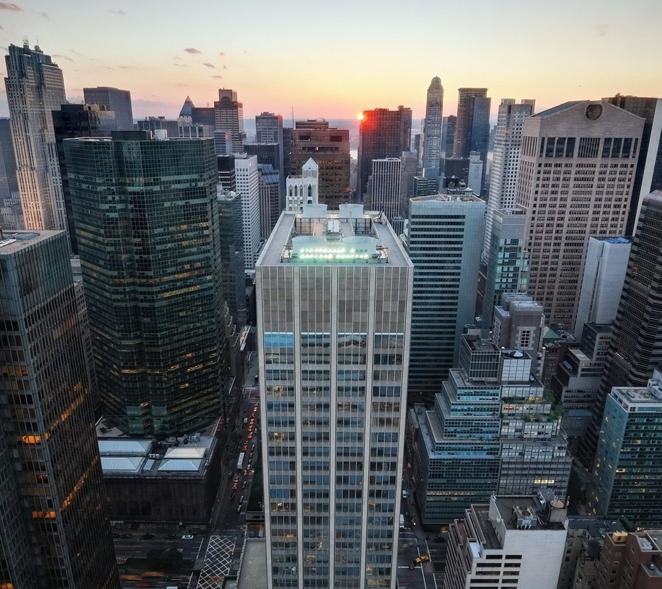 Sunset over, midtown manhattan, new york city, -, nyc, , usa