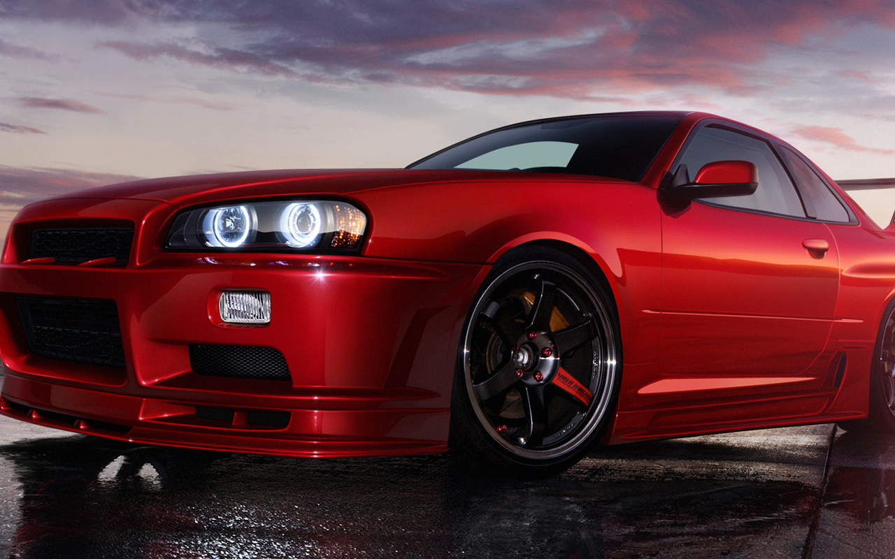 , red, r34, skyline, , styling