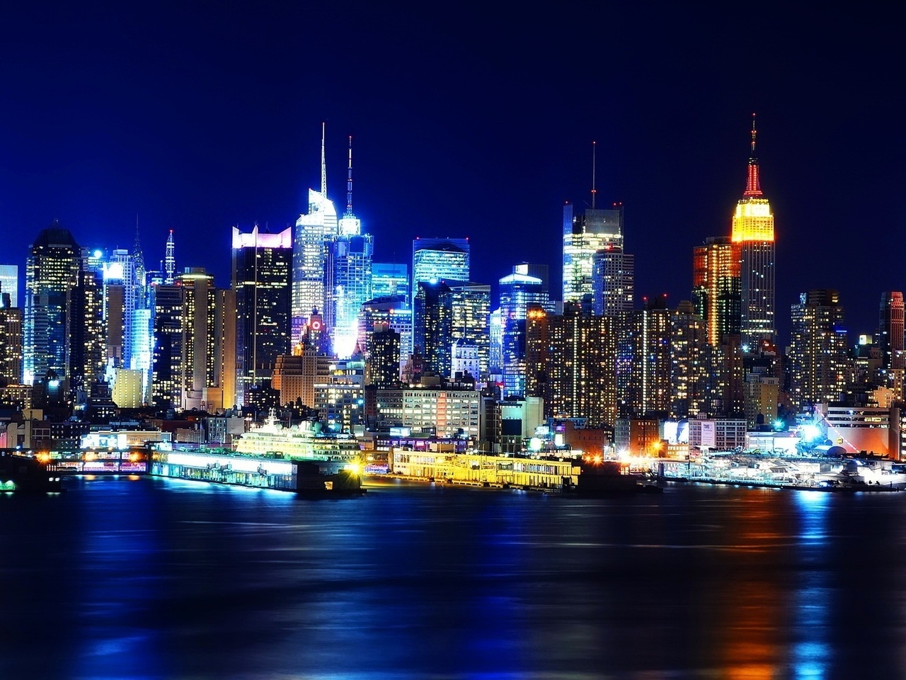 , Manhatten, new york, night, usa, -, 