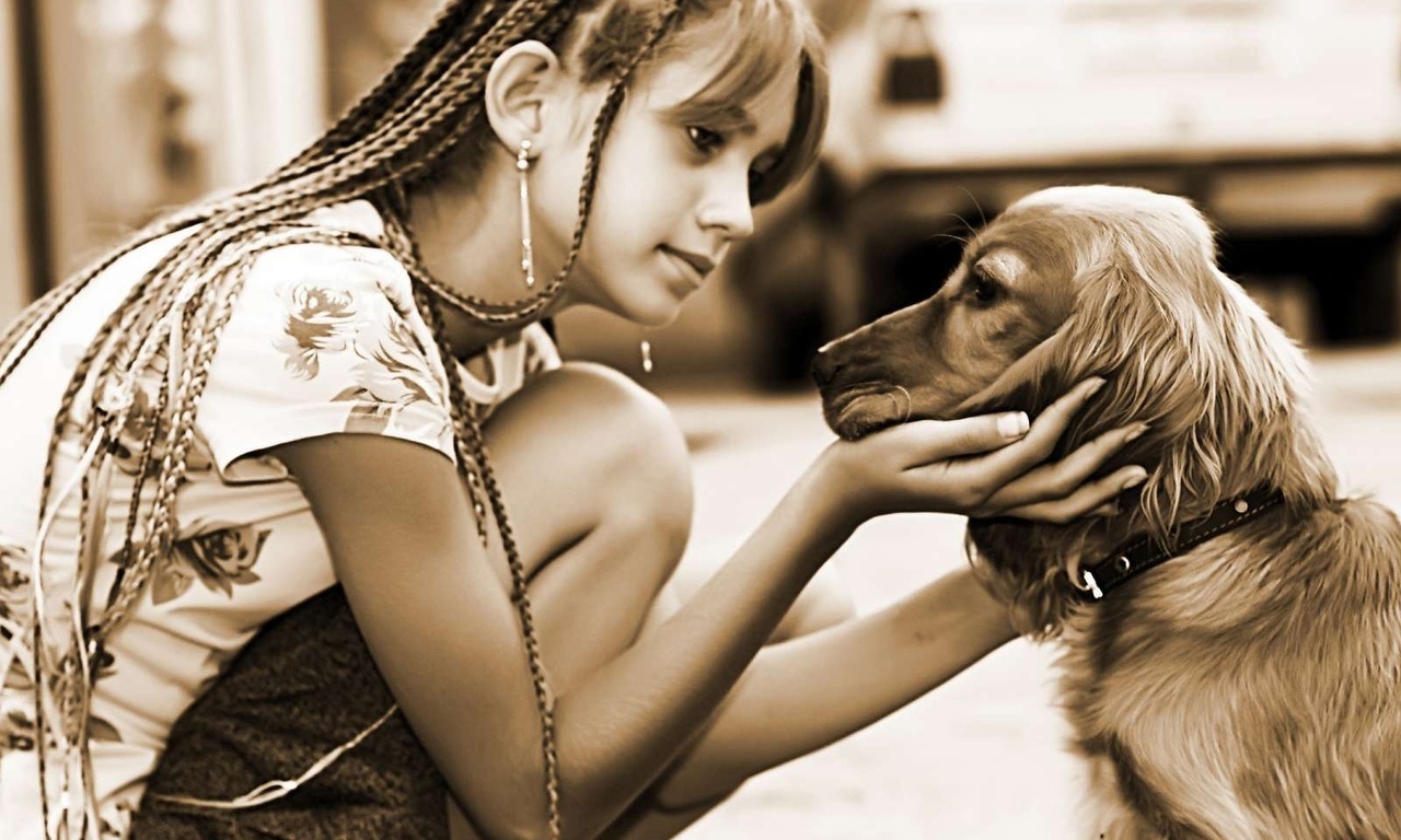 фото девушек с собаками