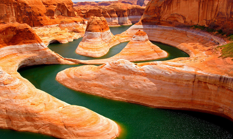 river, green, nature, orange