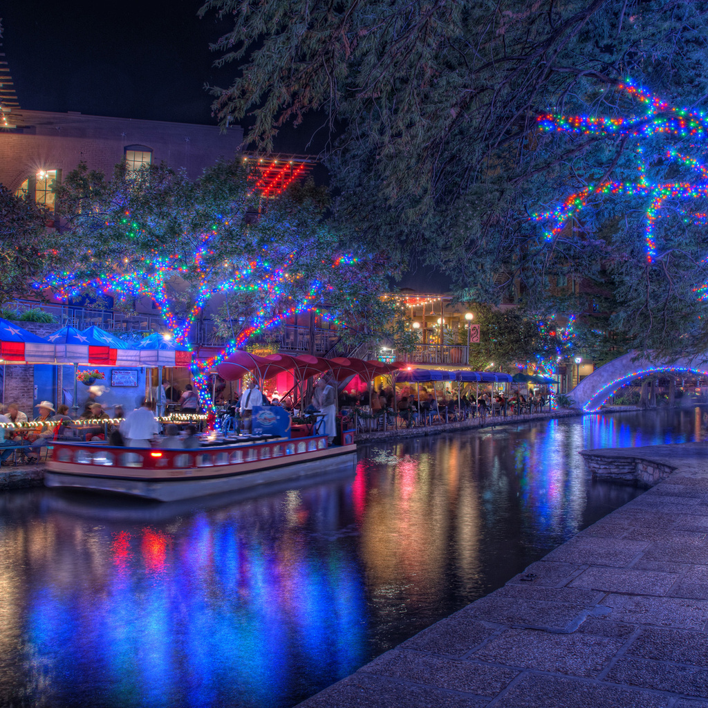 san antonio, night, christmas lights, holiday, texas