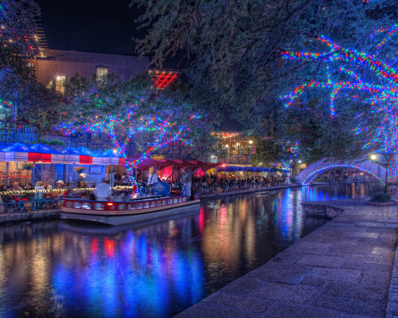 san antonio, night, christmas lights, holiday, texas