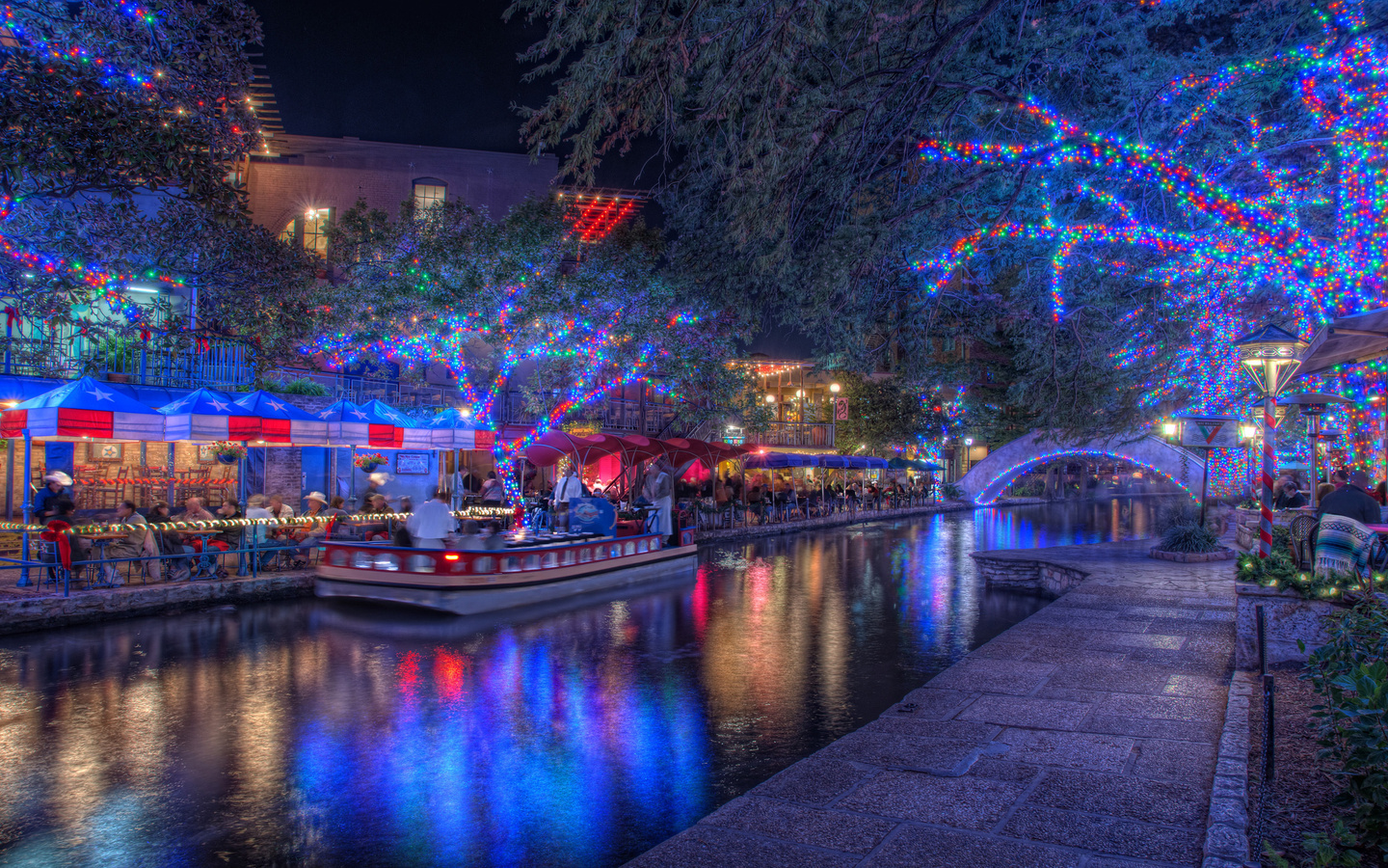 san antonio, night, christmas lights, holiday, texas