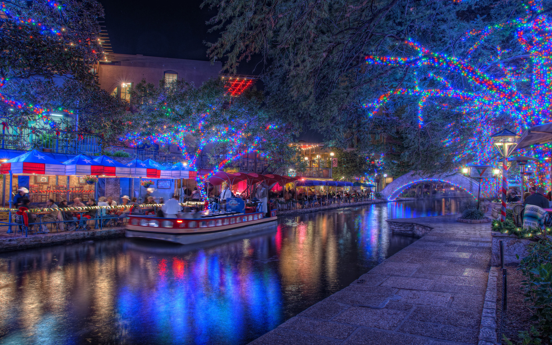 san antonio, night, christmas lights, holiday, texas