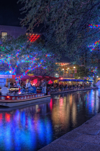 san antonio, night, christmas lights, holiday, texas