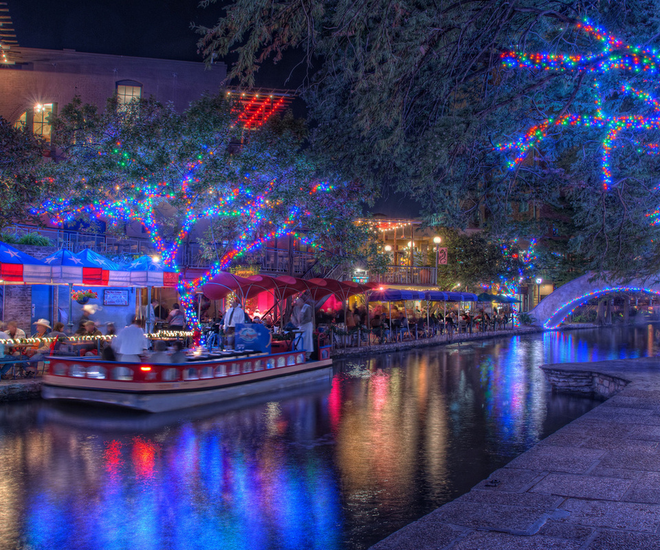 san antonio, night, christmas lights, holiday, texas