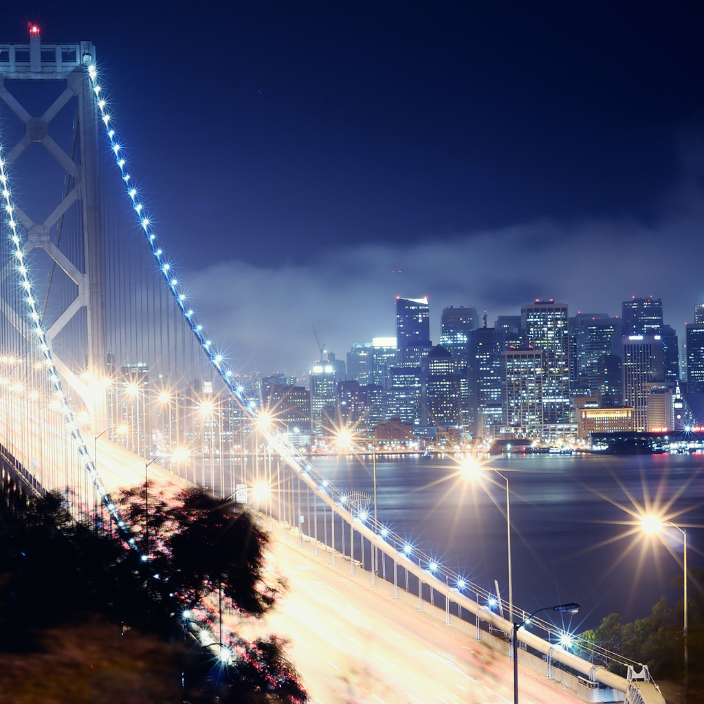 bay bridge, san francisco, california, night