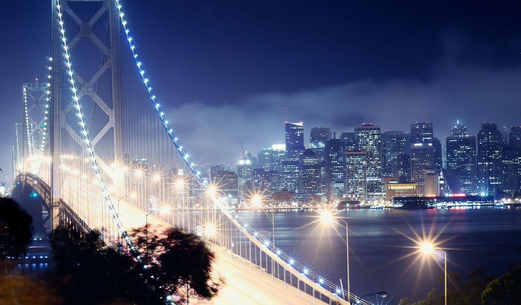 bay bridge, san francisco, california, night