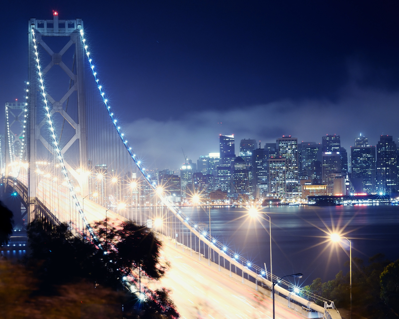 bay bridge, san francisco, california, night