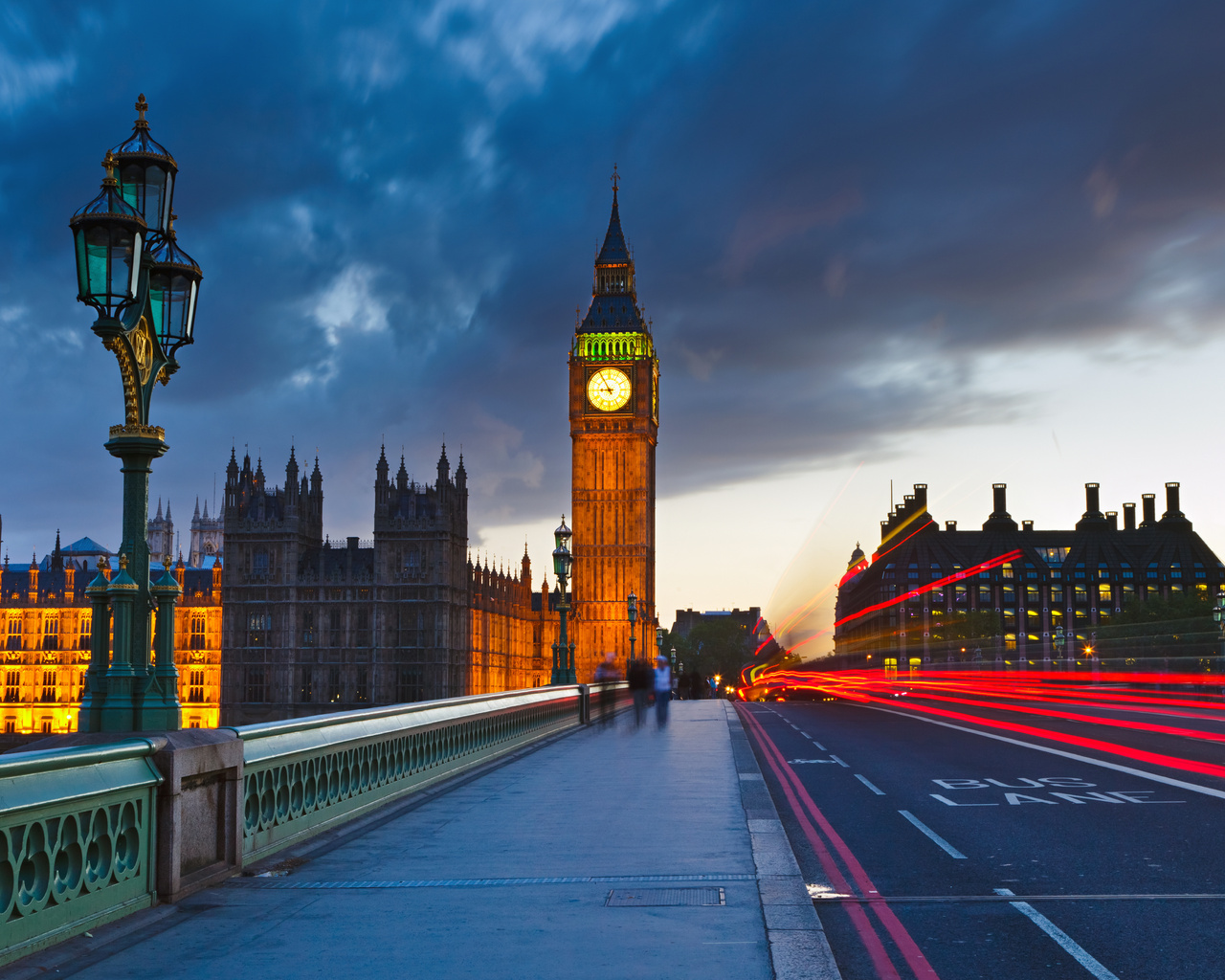 Big ben at night, street, lights, england, lantern, city, buildings, london