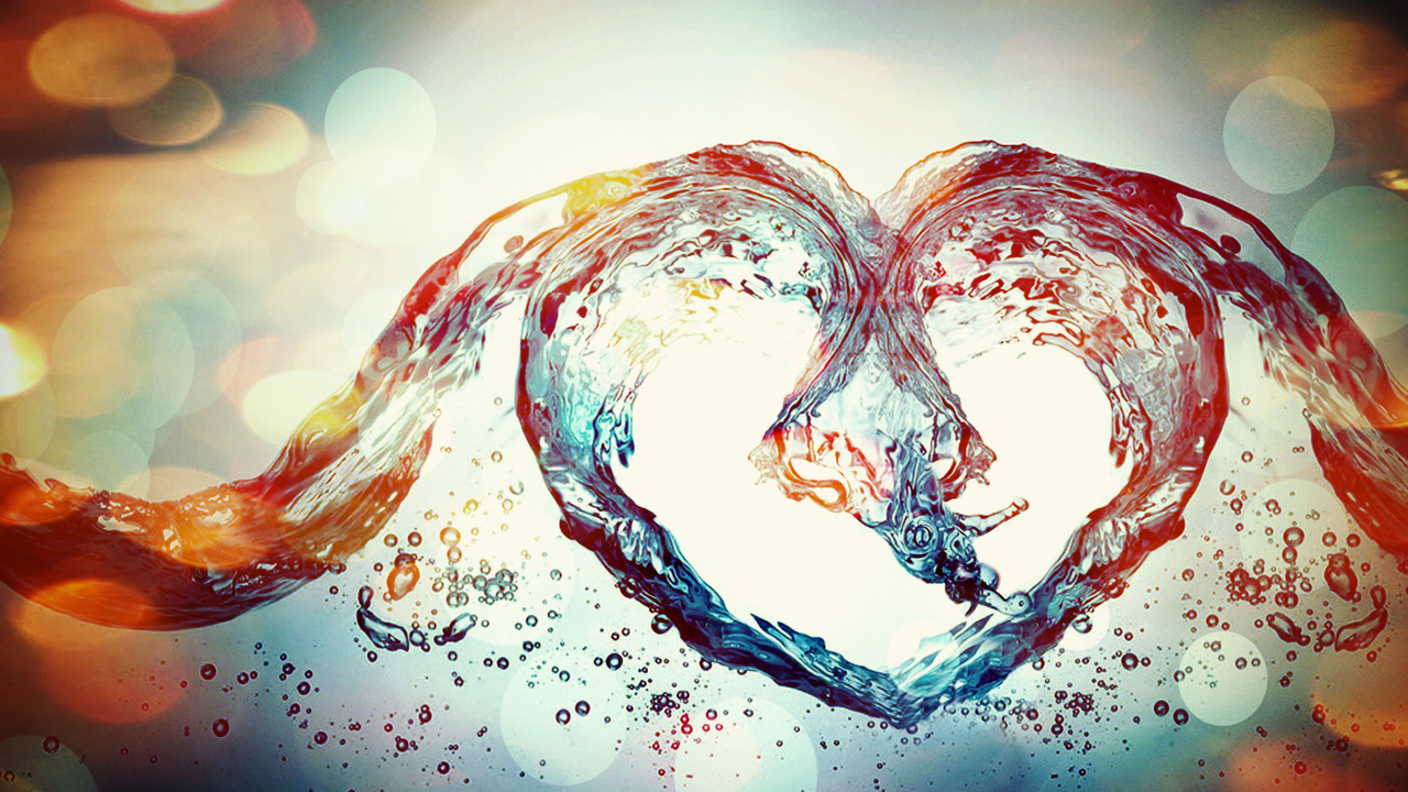 , effects, colourful, heart, abstract , water, love, blue