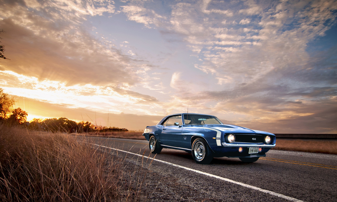 camaro, chevrolet, american, 1969, ss, blue, classic