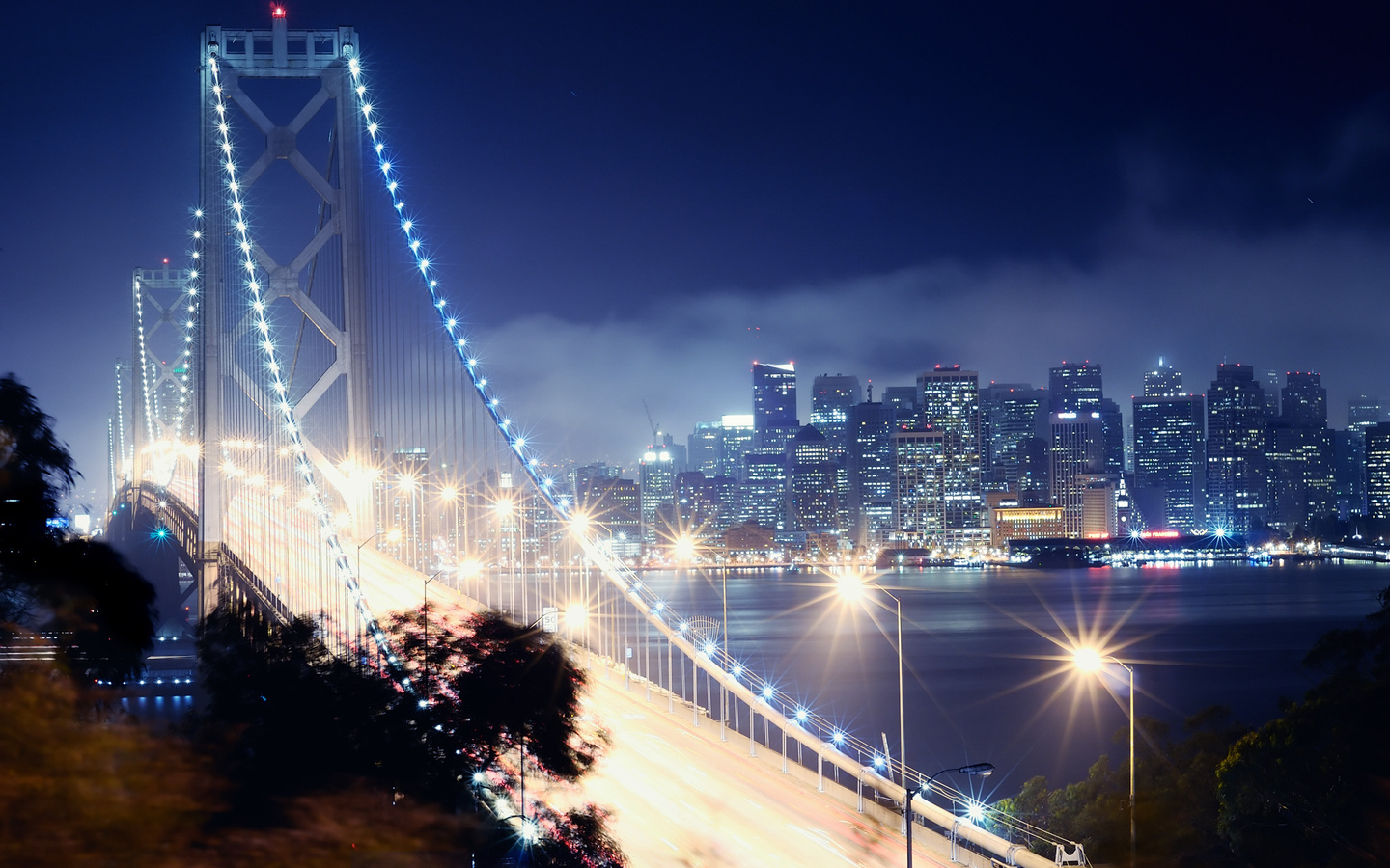 bay bridge, san francisco, california, night