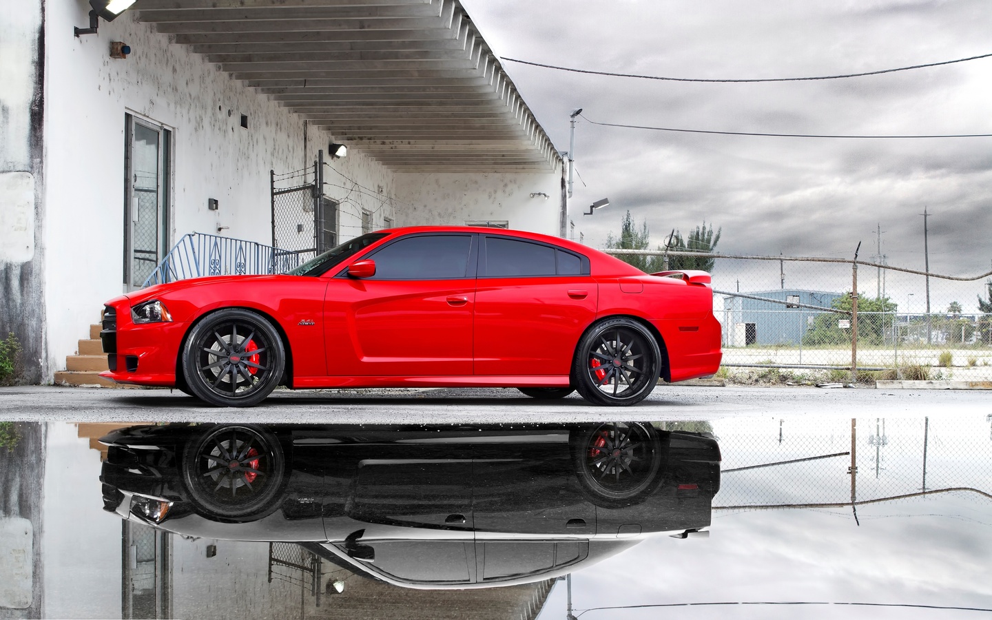 Dodge, charger, , , 8, , red, puddle, srt8, reflection, miami