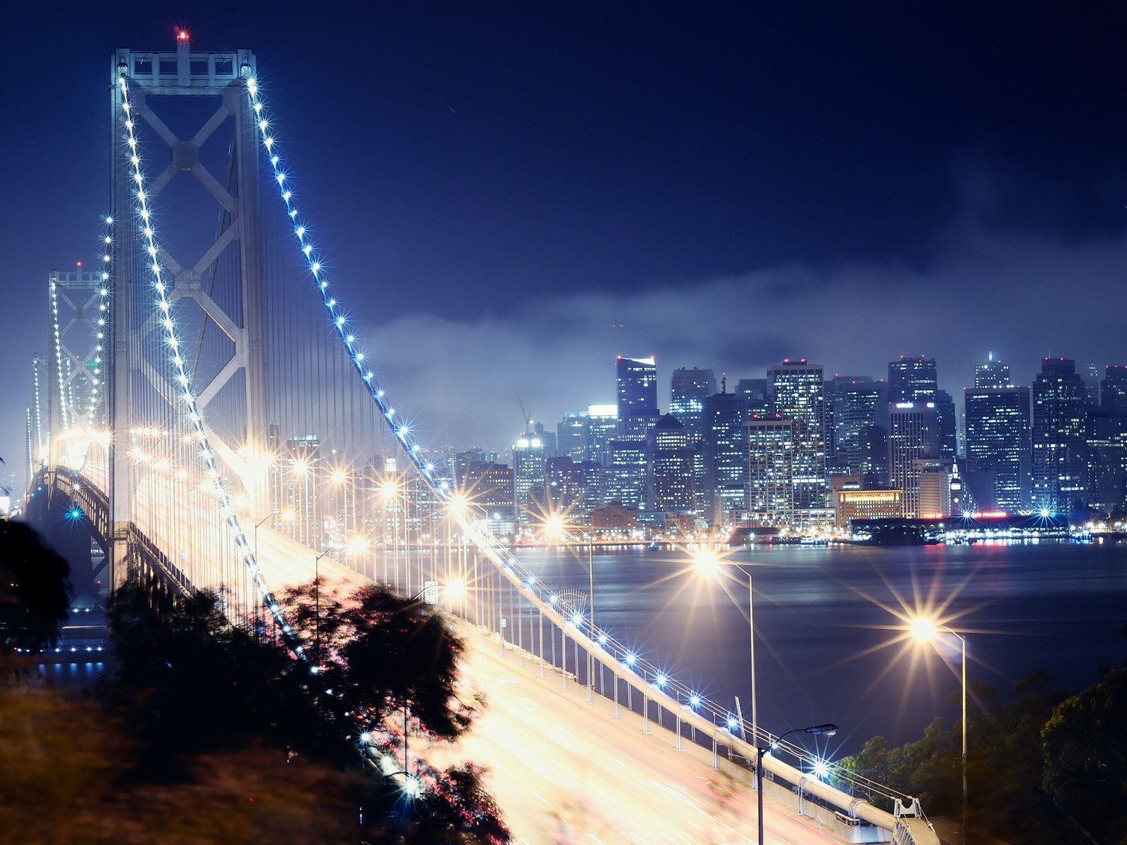 bay bridge, san francisco, california, night