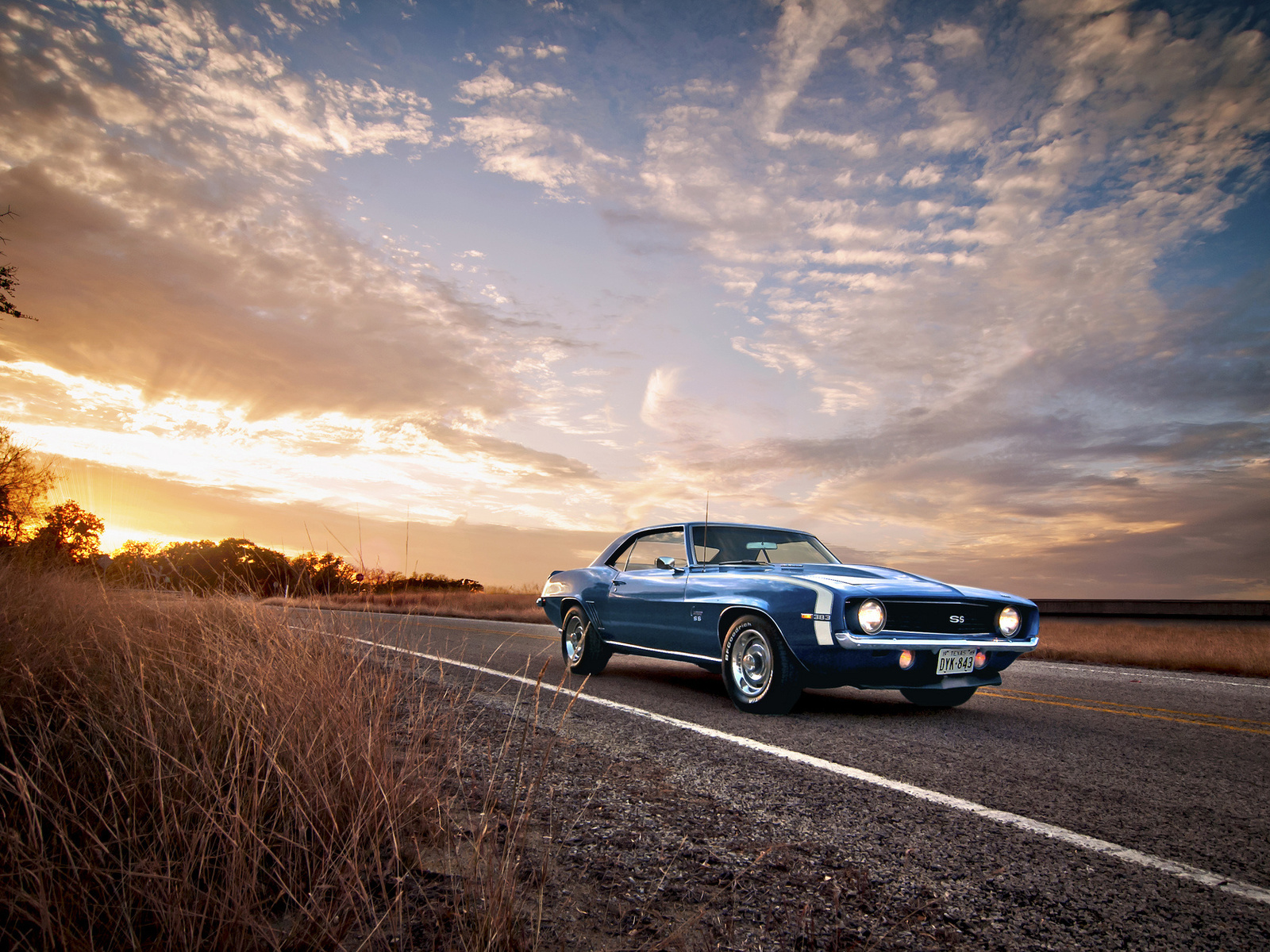 camaro, chevrolet, american, 1969, ss, blue, classic