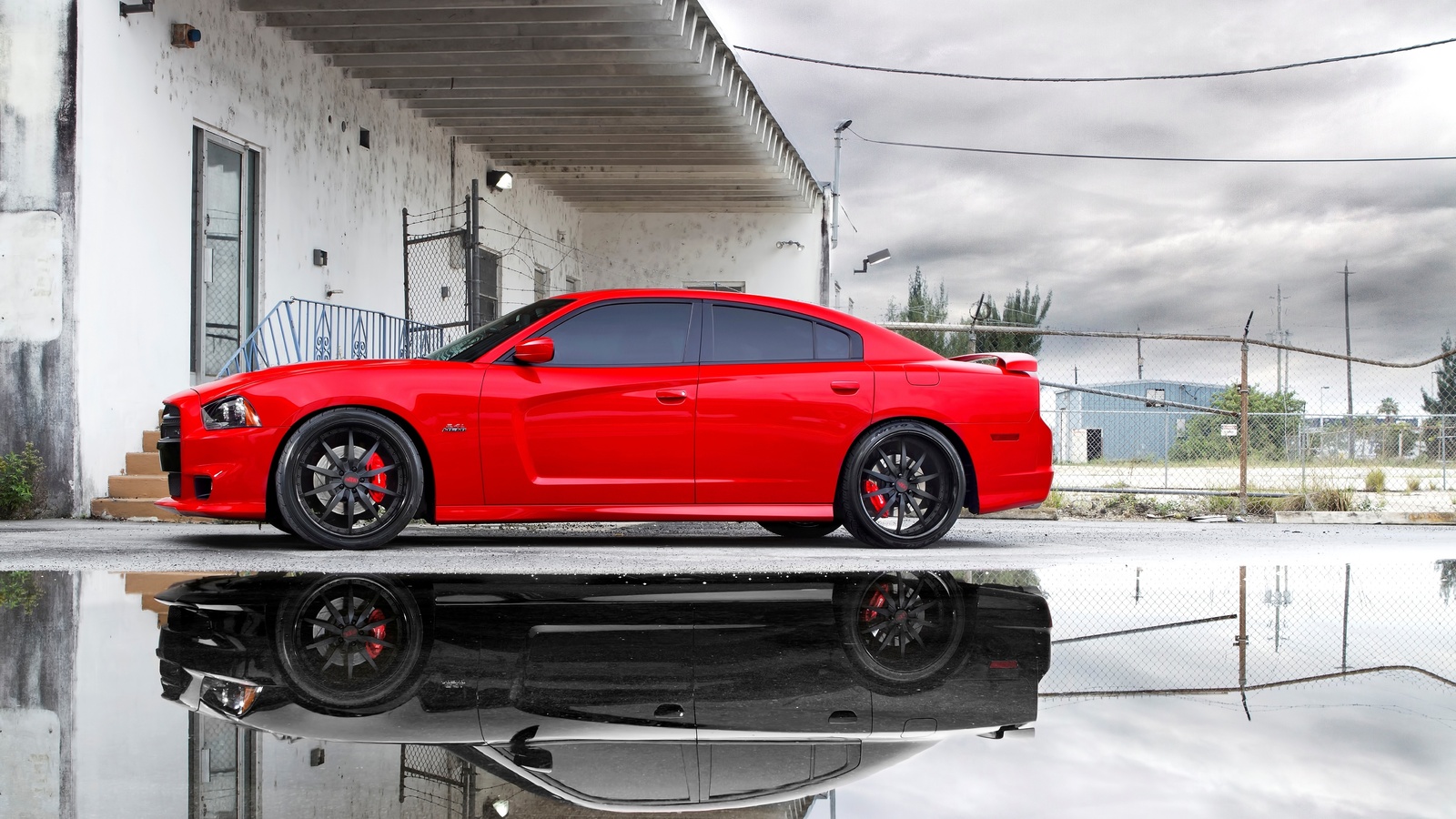 Dodge, charger, , , 8, , red, puddle, srt8, reflection, miami