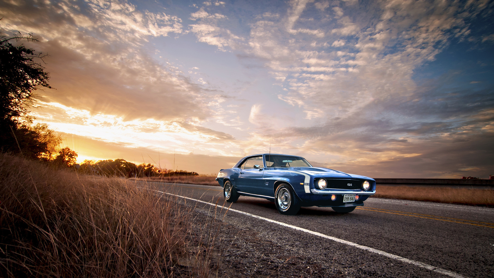 camaro, chevrolet, american, 1969, ss, blue, classic