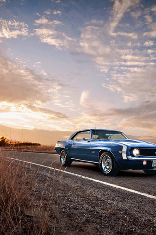 camaro, chevrolet, american, 1969, ss, blue, classic