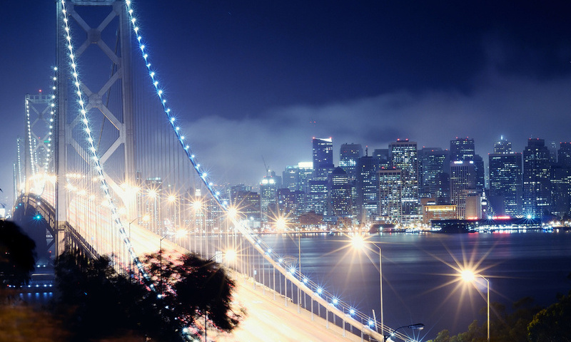 bay bridge, san francisco, california, night