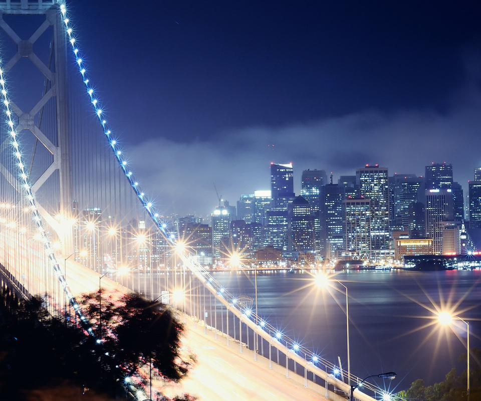 bay bridge, san francisco, california, night