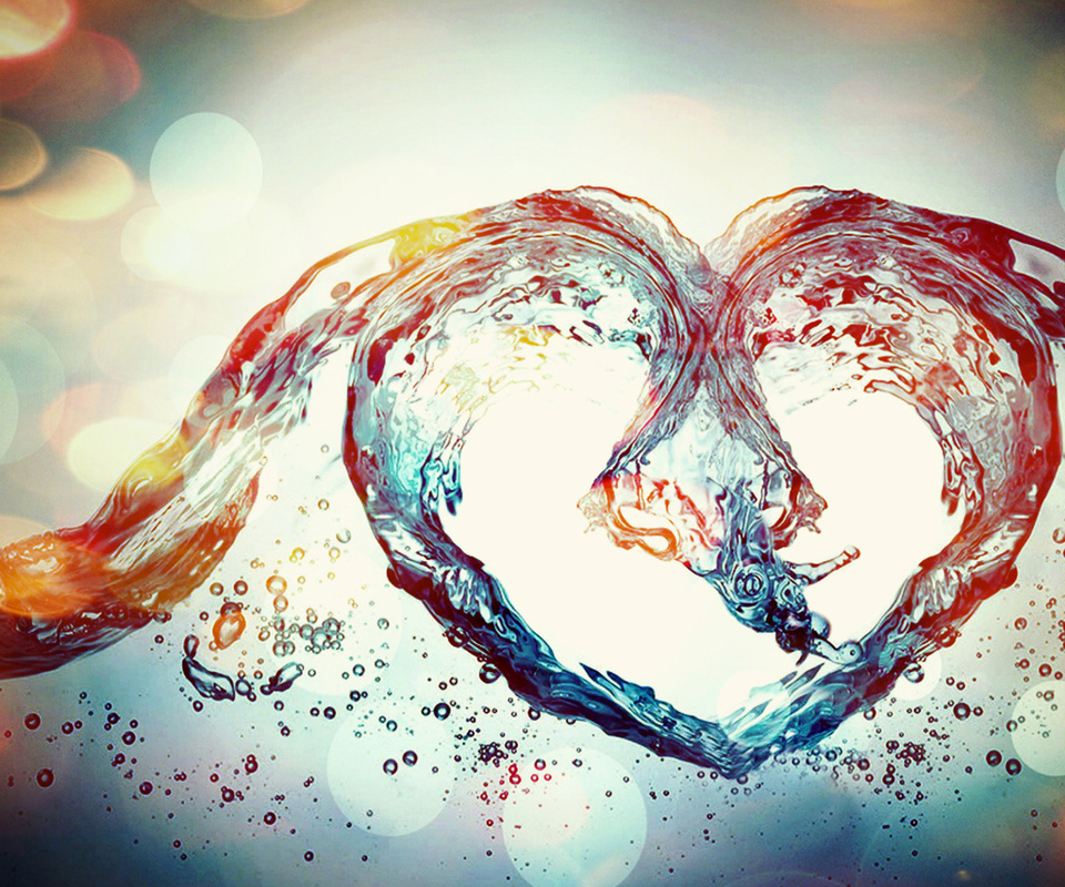 , effects, colourful, heart, abstract , water, love, blue