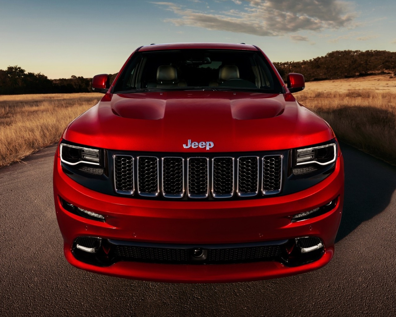 , front, jeep, road, grand cherokee, srt, red, 