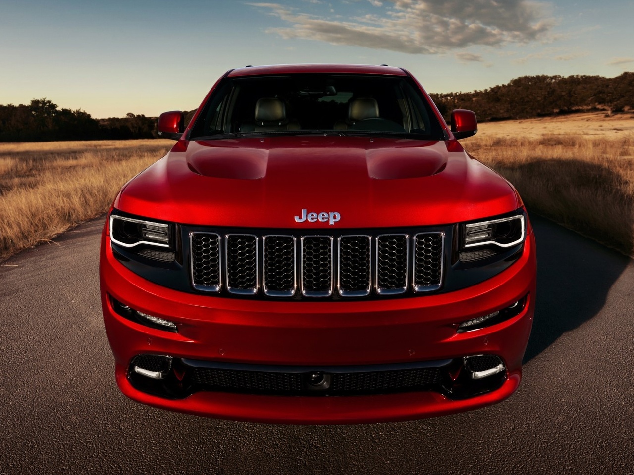 , front, jeep, road, grand cherokee, srt, red, 