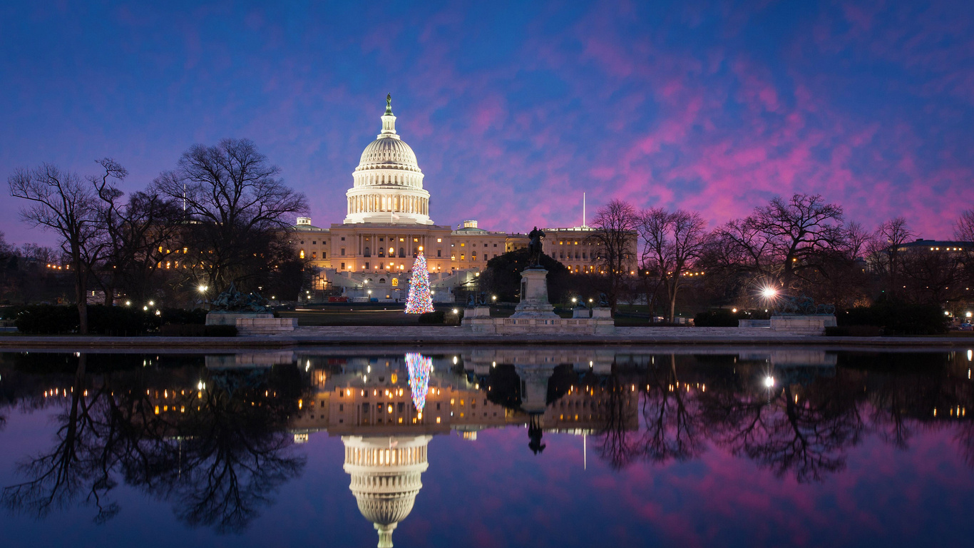 usa, park, meeting place, washington, united states capitol, evening