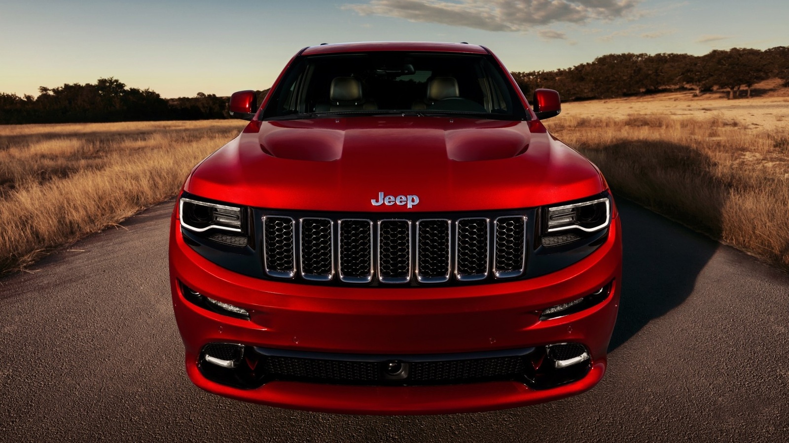 , front, jeep, road, grand cherokee, srt, red, 