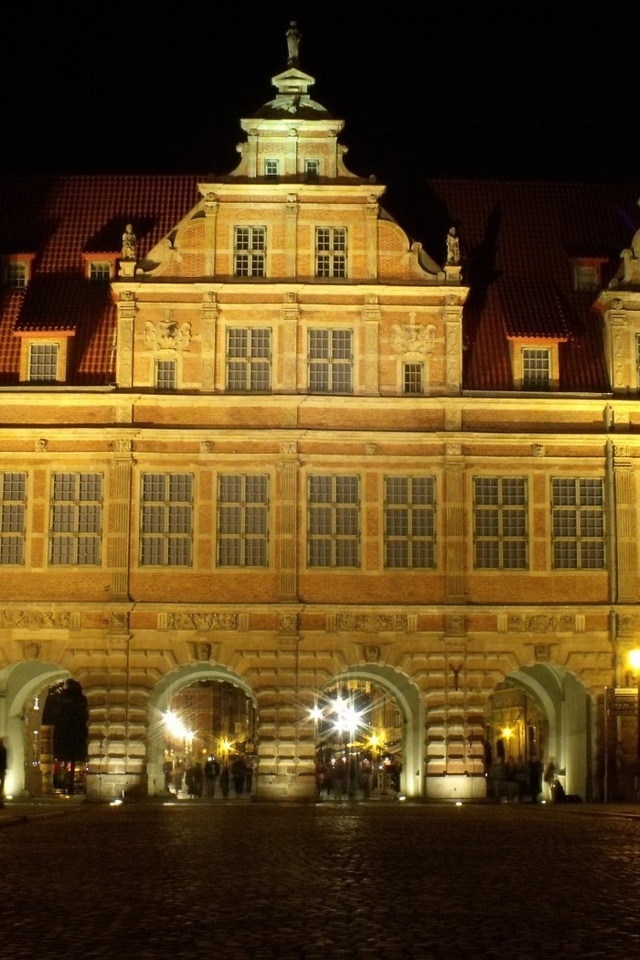 night, city of night, gold gate, gdansk